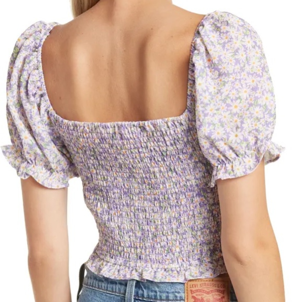 NWT Elodie Ruffle Ruched Floral Top - Picture 2 of 7